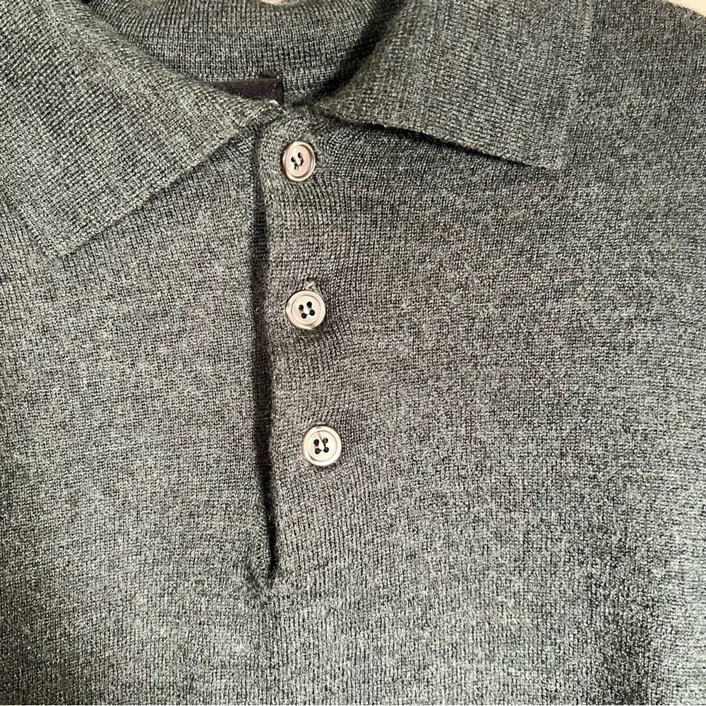 Ponte Vecchio Men's Olive Green Knit Polo Sweater - Picture 4 of 10